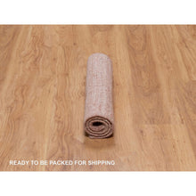 Load image into Gallery viewer, 2&#39;x3&#39; Tulip Pink, Plain Modern Striae Design, Hand Loomed, Pure Wool, Soft to the Touch Pile, Mat, Oriental Rug FWR547236