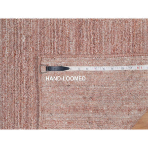 2'x3' Tulip Pink, Plain Modern Striae Design, Hand Loomed, Pure Wool, Soft To The Touch Pile, Mat, Oriental Rug FWR547236