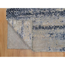 Load image into Gallery viewer, 2&#39;7&quot;x8&#39; Charcoal Gray With Beige, Modern Abstract With Mosaic Design, Wool And Silk, Hand Knotted, Runner, Oriental Rug FWR547254