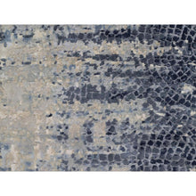 Load image into Gallery viewer, 2&#39;7&quot;x8&#39; Charcoal Gray With Beige, Modern Abstract With Mosaic Design, Wool And Silk, Hand Knotted, Runner, Oriental Rug FWR547254