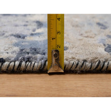 Load image into Gallery viewer, 2&#39;7&quot;x8&#39; Charcoal Gray With Beige, Modern Abstract With Mosaic Design, Wool And Silk, Hand Knotted, Runner, Oriental Rug FWR547254