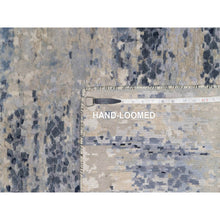 Load image into Gallery viewer, 2&#39;7&quot;x8&#39; Charcoal Gray With Beige, Modern Abstract With Mosaic Design, Wool And Silk, Hand Knotted, Runner, Oriental Rug FWR547254