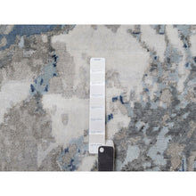 Load image into Gallery viewer, 6&#39;1&quot;x9&#39;1&quot; Denim Blue With Ivory, Lush And Plush, Abstract Design, Wool And Silk, Hi-low Pile, Hand Knotted, Oriental Rug FWR547272