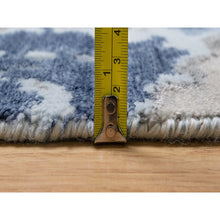 Load image into Gallery viewer, 6&#39;1&quot;x9&#39;1&quot; Denim Blue With Ivory, Lush And Plush, Abstract Design, Wool And Silk, Hi-low Pile, Hand Knotted, Oriental Rug FWR547272