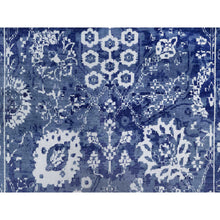 Load image into Gallery viewer, 9&#39;x12&#39;3&quot; Yale Blue, Tabriz With All Over Leaf Motifs, Hand Knotted, Tone On Tone, Wool And Silk, Oriental Rug FWR547278