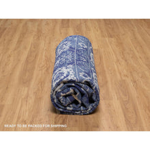 Load image into Gallery viewer, 9&#39;x12&#39;3&quot; Yale Blue, Tabriz With All Over Leaf Motifs, Hand Knotted, Tone On Tone, Wool And Silk, Oriental Rug FWR547278