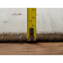 Load image into Gallery viewer, 7&#39;9&quot;x9&#39;8&quot; Chiffon White With Brown, Pure Wool, Lori Buft Gabbeh With Small Animal Figurines, Modern Striae Design, Thick And Plush, Soft Pile, Hand Knotted, Oriental Rug FWR547308