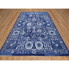 Load image into Gallery viewer, 9&#39;x12&#39; Yale Blue, Hand Knotted, Tone On Tone, Tabriz With All Over Leaf Motifs, Thick And Plush, Wool And Silk, Oriental Rug FWR547332
