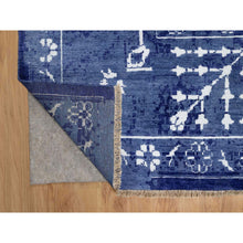 Load image into Gallery viewer, 9&#39;x12&#39; Yale Blue, Hand Knotted, Tone On Tone, Tabriz With All Over Leaf Motifs, Thick And Plush, Wool And Silk, Oriental Rug FWR547332
