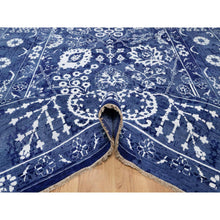 Load image into Gallery viewer, 9&#39;x12&#39; Yale Blue, Hand Knotted, Tone On Tone, Tabriz With All Over Leaf Motifs, Thick And Plush, Wool And Silk, Oriental Rug FWR547332