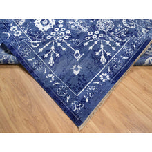 Load image into Gallery viewer, 9&#39;x12&#39; Yale Blue, Hand Knotted, Tone On Tone, Tabriz With All Over Leaf Motifs, Thick And Plush, Wool And Silk, Oriental Rug FWR547332