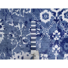 Load image into Gallery viewer, 9&#39;x12&#39; Yale Blue, Hand Knotted, Tone On Tone, Tabriz With All Over Leaf Motifs, Thick And Plush, Wool And Silk, Oriental Rug FWR547332