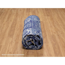 Load image into Gallery viewer, 9&#39;x12&#39; Yale Blue, Hand Knotted, Tone On Tone, Tabriz With All Over Leaf Motifs, Thick And Plush, Wool And Silk, Oriental Rug FWR547332