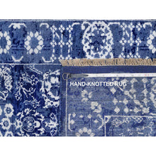 Load image into Gallery viewer, 2&#39;7&quot;x11&#39;10&quot; Infinity Blue With Ivory, Hand Knotted, Tone On Tone, Tabriz With All Over Leaf Design, Wool And Silk, Runner, Oriental Rug FWR547338