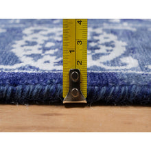 Load image into Gallery viewer, 2&#39;7&quot;x11&#39;10&quot; Infinity Blue With Ivory, Hand Knotted, Tone On Tone, Tabriz With All Over Leaf Design, Wool And Silk, Runner, Oriental Rug FWR547338