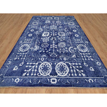 Load image into Gallery viewer, 9&#39;10&quot;x14&#39; Bijou Blue, Tone On Tone, Tabriz With All Over Leaf Design, Hand Knotted, Lush And Plush, Wool And Silk, Oriental Rug FWR547362