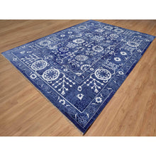 Load image into Gallery viewer, 9&#39;10&quot;x14&#39; Bijou Blue, Tone On Tone, Tabriz With All Over Leaf Design, Hand Knotted, Lush And Plush, Wool And Silk, Oriental Rug FWR547362