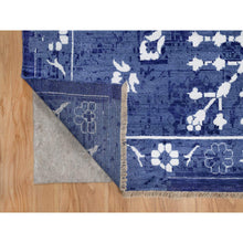 Load image into Gallery viewer, 9&#39;10&quot;x14&#39; Bijou Blue, Tone On Tone, Tabriz With All Over Leaf Design, Hand Knotted, Lush And Plush, Wool And Silk, Oriental Rug FWR547362