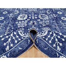 Load image into Gallery viewer, 9&#39;10&quot;x14&#39; Bijou Blue, Tone On Tone, Tabriz With All Over Leaf Design, Hand Knotted, Lush And Plush, Wool And Silk, Oriental Rug FWR547362