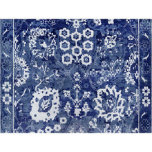 Load image into Gallery viewer, 9&#39;10&quot;x14&#39; Bijou Blue, Tone On Tone, Tabriz With All Over Leaf Design, Hand Knotted, Lush And Plush, Wool And Silk, Oriental Rug FWR547362