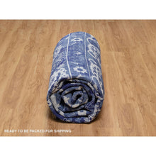 Load image into Gallery viewer, 9&#39;10&quot;x14&#39; Bijou Blue, Tone On Tone, Tabriz With All Over Leaf Design, Hand Knotted, Lush And Plush, Wool And Silk, Oriental Rug FWR547362