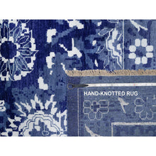 Load image into Gallery viewer, 9&#39;10&quot;x14&#39; Bijou Blue, Tone On Tone, Tabriz With All Over Leaf Design, Hand Knotted, Lush And Plush, Wool And Silk, Oriental Rug FWR547362