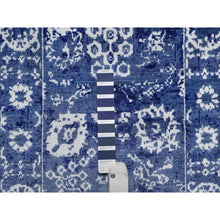 Load image into Gallery viewer, 2&#39;1&quot;x3&#39;2&quot; Denim Blue, Wool And Silk, Hand Knotted, Tabriz With All Over Leaf Motifs, Mat, Oriental Rug FWR547368