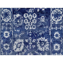 Load image into Gallery viewer, 2&#39;1&quot;x3&#39;2&quot; Denim Blue, Wool And Silk, Hand Knotted, Tabriz With All Over Leaf Motifs, Mat, Oriental Rug FWR547368