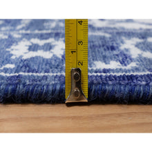 Load image into Gallery viewer, 2&#39;1&quot;x3&#39;2&quot; Denim Blue, Wool And Silk, Hand Knotted, Tabriz With All Over Leaf Motifs, Mat, Oriental Rug FWR547368