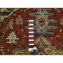 Load image into Gallery viewer, 4&#39;1&quot;x6&#39;1&quot; Scarlet Red, Densely Woven, Heriz Revival With Medallion Design, Hand Spun New Zealand Wool, Hand Knotted, Oriental Rug FWR547398