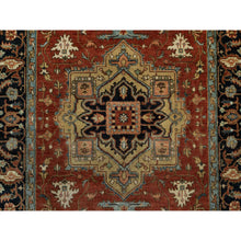 Load image into Gallery viewer, 4&#39;1&quot;x6&#39;1&quot; Scarlet Red, Densely Woven, Heriz Revival With Medallion Design, Hand Spun New Zealand Wool, Hand Knotted, Oriental Rug FWR547398