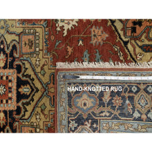 Load image into Gallery viewer, 4&#39;1&quot;x6&#39;1&quot; Scarlet Red, Densely Woven, Heriz Revival With Medallion Design, Hand Spun New Zealand Wool, Hand Knotted, Oriental Rug FWR547398