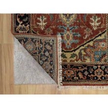 Load image into Gallery viewer, 2&#39;9&quot;x6&#39; Ruby Red, Heriz Revival With Medallion Design, Denser Weave, Hand Spun New Zealand Wool, Hand Knotted, Runner, Oriental Rug FWR547416