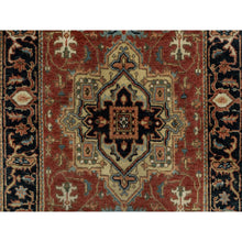 Load image into Gallery viewer, 2&#39;9&quot;x6&#39; Ruby Red, Heriz Revival With Medallion Design, Denser Weave, Hand Spun New Zealand Wool, Hand Knotted, Runner, Oriental Rug FWR547416