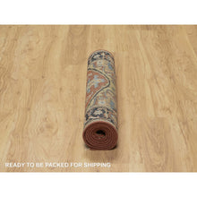 Load image into Gallery viewer, 2&#39;9&quot;x6&#39; Ruby Red, Heriz Revival With Medallion Design, Denser Weave, Hand Spun New Zealand Wool, Hand Knotted, Runner, Oriental Rug FWR547416