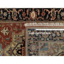 Load image into Gallery viewer, 2&#39;9&quot;x6&#39; Ruby Red, Heriz Revival With Medallion Design, Denser Weave, Hand Spun New Zealand Wool, Hand Knotted, Runner, Oriental Rug FWR547416
