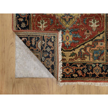 Load image into Gallery viewer, 2&#39;9&quot;x8&#39; Chili Red, Heriz Revival With Medallion Design, Densely Woven, Hand Spun New Zealand Wool, Hand Knotted, Runner, Oriental Rug FWR547434
