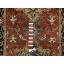 Load image into Gallery viewer, 2&#39;9&quot;x8&#39; Chili Red, Heriz Revival With Medallion Design, Densely Woven, Hand Spun New Zealand Wool, Hand Knotted, Runner, Oriental Rug FWR547434