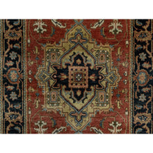 Load image into Gallery viewer, 2&#39;9&quot;x8&#39; Chili Red, Heriz Revival With Medallion Design, Densely Woven, Hand Spun New Zealand Wool, Hand Knotted, Runner, Oriental Rug FWR547434