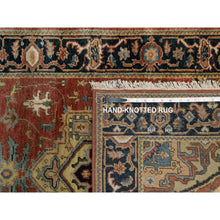 Load image into Gallery viewer, 2&#39;9&quot;x8&#39; Chili Red, Heriz Revival With Medallion Design, Densely Woven, Hand Spun New Zealand Wool, Hand Knotted, Runner, Oriental Rug FWR547434