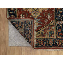 Load image into Gallery viewer, 2&#39;6&quot;x8&#39; Ruby Red, Hand Knotted, Heriz Revival With Medallion Design, Denser Weave, Hand Spun New Zealand Wool, Runner, Oriental Rug FWR547440