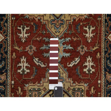 Load image into Gallery viewer, 2&#39;6&quot;x8&#39; Ruby Red, Hand Knotted, Heriz Revival With Medallion Design, Denser Weave, Hand Spun New Zealand Wool, Runner, Oriental Rug FWR547440