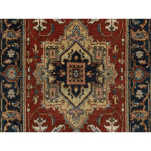 Load image into Gallery viewer, 2&#39;6&quot;x8&#39; Ruby Red, Hand Knotted, Heriz Revival With Medallion Design, Denser Weave, Hand Spun New Zealand Wool, Runner, Oriental Rug FWR547440