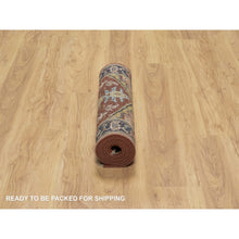Load image into Gallery viewer, 2&#39;6&quot;x8&#39; Ruby Red, Hand Knotted, Heriz Revival With Medallion Design, Denser Weave, Hand Spun New Zealand Wool, Runner, Oriental Rug FWR547440