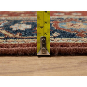 2'6"x8' Ruby Red, Hand Knotted, Heriz Revival With Medallion Design, Denser Weave, Hand Spun New Zealand Wool, Runner, Oriental Rug FWR547440