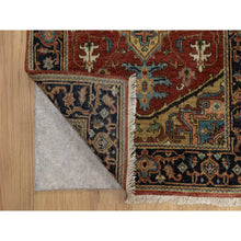Load image into Gallery viewer, 2&#39;8&quot;x10&#39; Chili Red, Densely Woven, Hand Spun New Zealand Wool, Heriz Revival with Medallion Design, Hand Knotted, Runner, Oriental Rug FWR547458