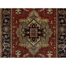 Load image into Gallery viewer, 2&#39;8&quot;x10&#39; Chili Red, Densely Woven, Hand Spun New Zealand Wool, Heriz Revival With Medallion Design, Hand Knotted, Runner, Oriental Rug FWR547458