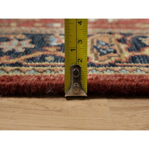 2'8"x10' Chili Red, Densely Woven, Hand Spun New Zealand Wool, Heriz Revival with Medallion Design, Hand Knotted, Runner, Oriental Rug FWR547458