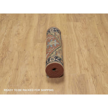 Load image into Gallery viewer, 2&#39;8&quot;x8&#39; Auburn Red, Heriz Revival With Medallion Design, Hand Spun New Zealand Wool, Densely Woven, Hand Knotted, Runner, Oriental Rug FWR547464