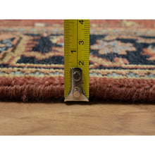 Load image into Gallery viewer, 2&#39;8&quot;x8&#39; Auburn Red, Heriz Revival With Medallion Design, Hand Spun New Zealand Wool, Densely Woven, Hand Knotted, Runner, Oriental Rug FWR547464